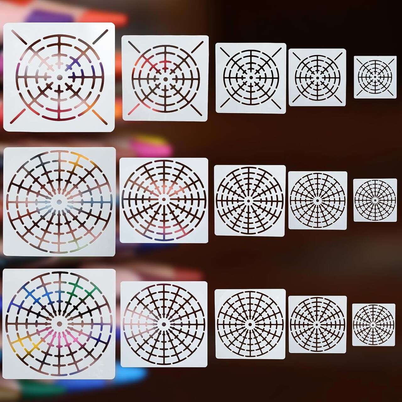 15-Piece Mandala Dot Painting Stencil Set – Reusable Templates for DIY Rock, Wood, Canvas, Fabric & Craft Art Projects